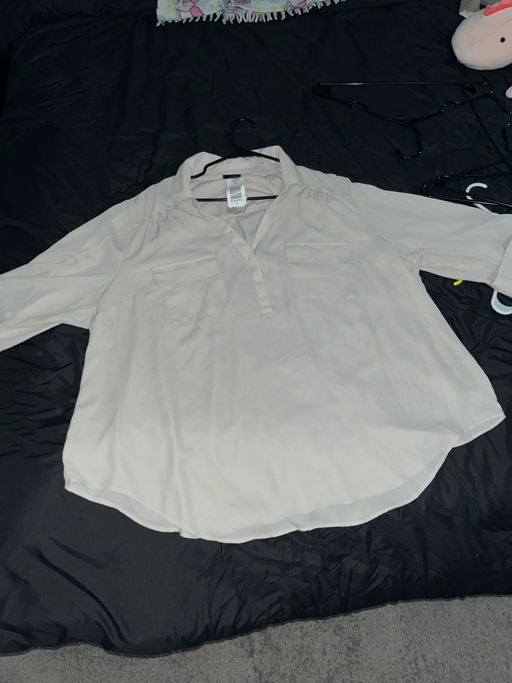torrid Cream V-Neck Blouse